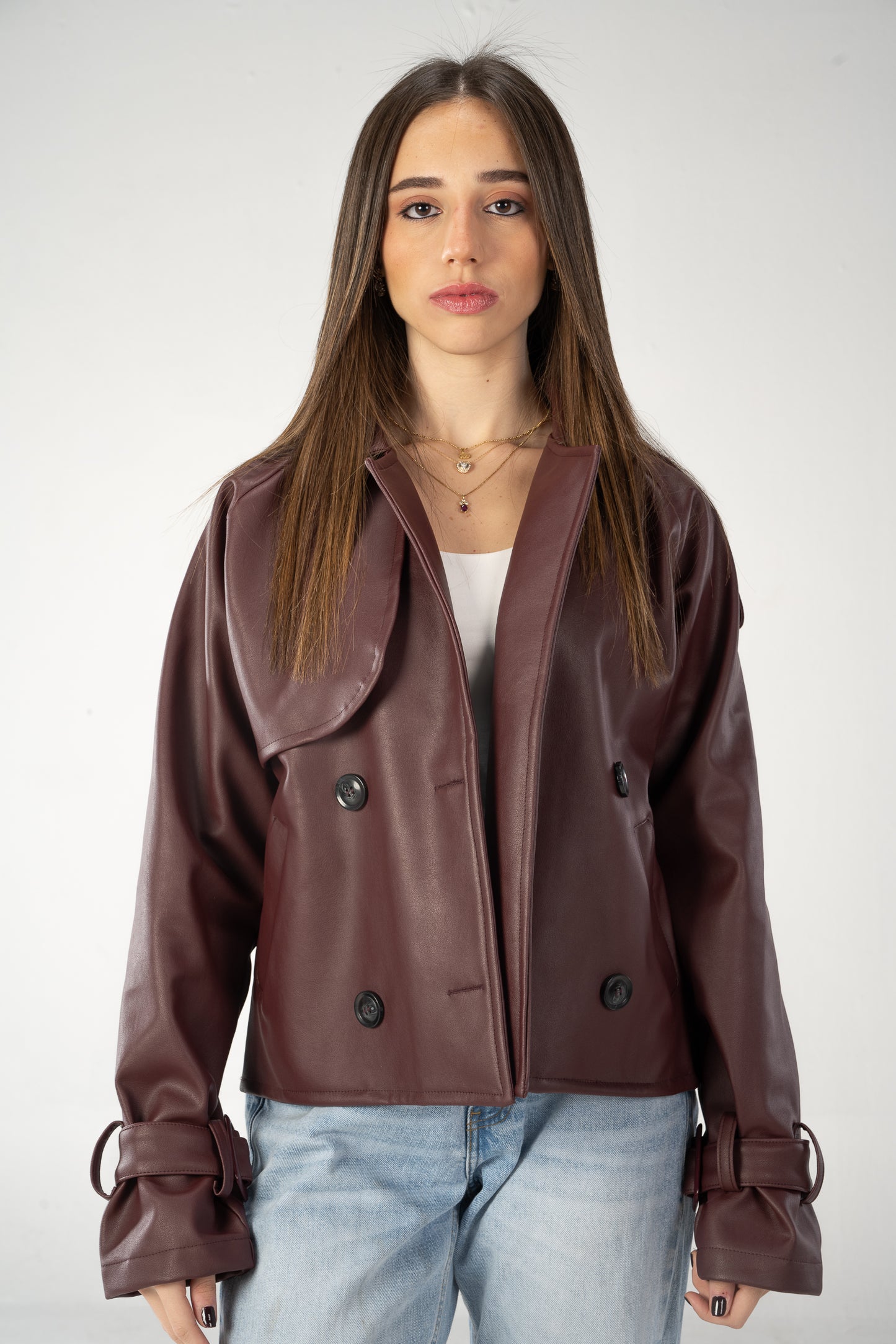 Cropped Cherry Leather Jacket