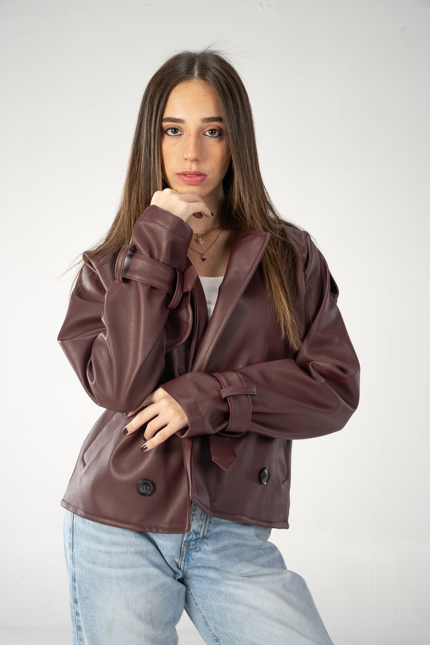 Cropped Cherry Leather Jacket